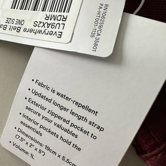 NWT Brand New lululemon Everyday Belt Bag 1L in Red Merlot RDMR - Picture 8 of 10